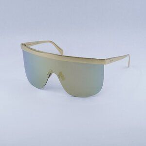 Celine CL40237U 30C Sunglasses Gold Shield Frame, Gold Mirror Lenses